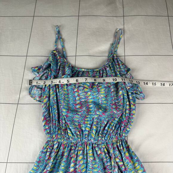 Lilly Pulitzer Dress Womens XS Blue Kalen Clam Jam Ruffle Spaghetti Strap Mini - Picture 8 of 11